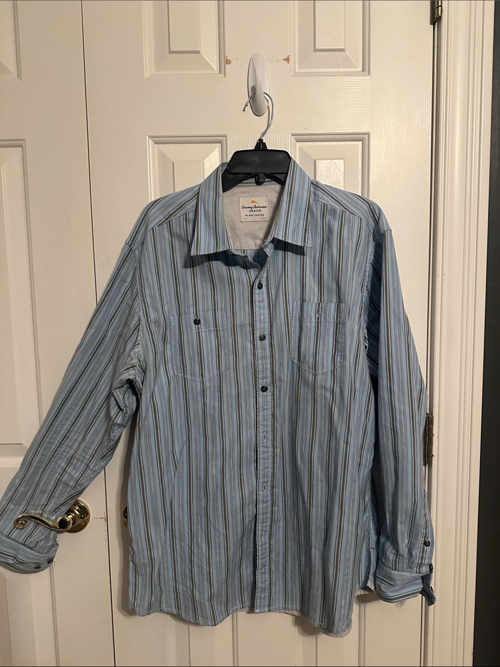 Tommy Bahama Light And Dark Blue Striped Button-Up Shirt